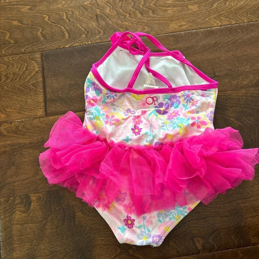 OP Girls 3T Swimsuit‎ One Piece Tutu Pink Floral